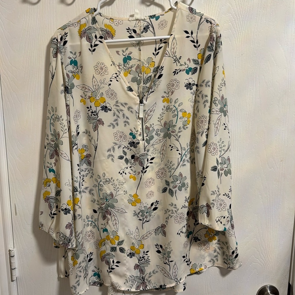 Maurice’s Women’s Floral Blouse Plus Size 1 Lightweight 3/4 Sleeve Spring Summer